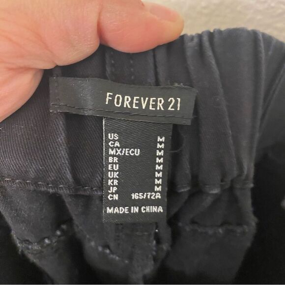 Forever 21 black 100% cotton Cargo carpenter wide Pants pull on Y2K grunge S - Picture 7 of 11